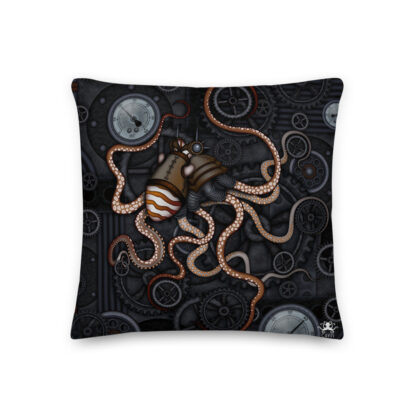 CAVIS Steampunk Octopus Gears Throw Pillow - Back