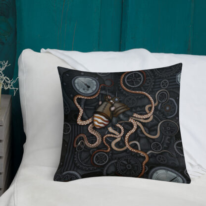 CAVIS Steampunk Octopus Gears Throw Pillow - Lifestyle 2 - 18x18 - Front
