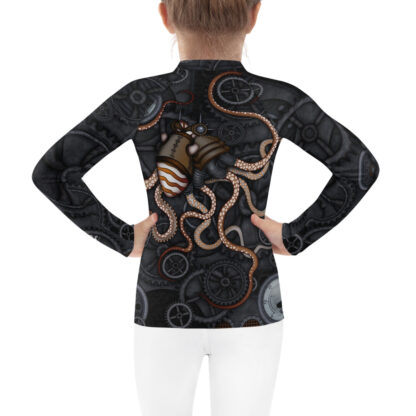CAVIS Steampunk Octopus Gears Rash Guard Swim Shirt - Kid's - Back