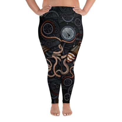 CAVIS Steampunk Octopus Gears Women's High Waist Plus Size Leggings - Front 2