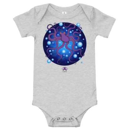 CAVIS Purple Octopus Bubbles Baby Bodysuit Onesie - Light Gray