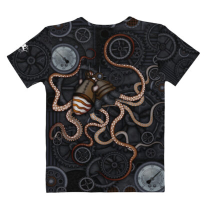 CAVIS Steampunk Octopus Gears T-Shirt - Women's - Model - Back
