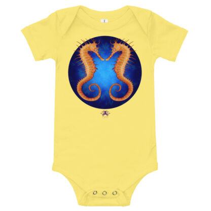 CAVIS Purple Seahorse Baby Bodysuit Onesie - Yellow
