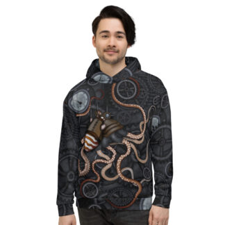 CAVIS Steampunk Octopus Gears Pullover Hoodie Sweatshirt - Front