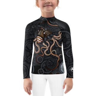 CAVIS Steampunk Octopus Gears Rash Guard Swim Shirt – Kid’s – Front