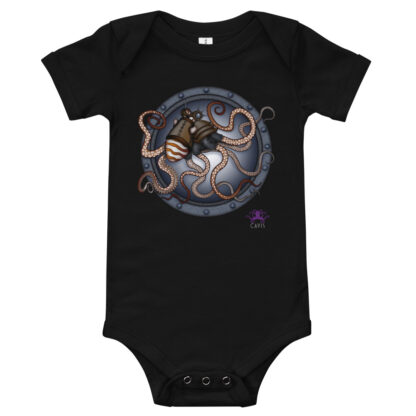 CAVIS Steampunk Octopus Baby Bodysuit Onesie - Black