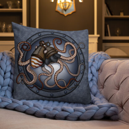 CAVIS Steampunk Octopus Pillow - 22x22 - Lifestyle 3 - Front