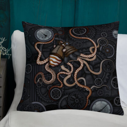 CAVIS Steampunk Octopus Gears Throw Pillow - Lifestyle 2 - 22x22 - Front