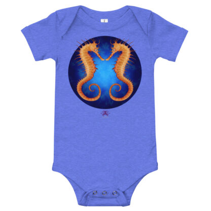 CAVIS Purple Seahorse Baby Bodysuit Onesie - Blue