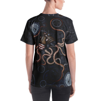 CAVIS Steampunk Octopus Gears V-Neck T-Shirt - Women's - Model - Back