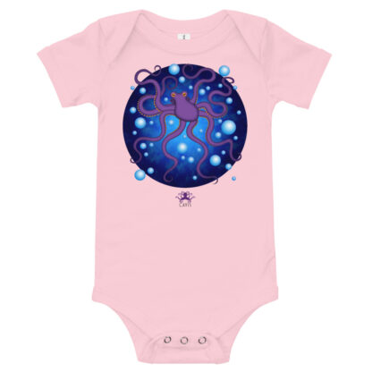 CAVIS Purple Octopus Bubbles Baby Bodysuit Onesie - Pink