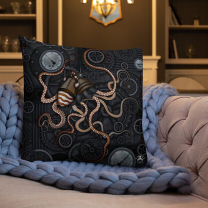 CAVIS Steampunk Octopus Gears Throw Pillow - Lifestyle 3 - 22x22 - Back