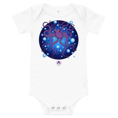 CAVIS Purple Octopus Bubbles Baby Bodysuit Onesie - White
