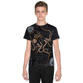CAVIS Steampunk Octopus Gears Shirt – Youth – Front