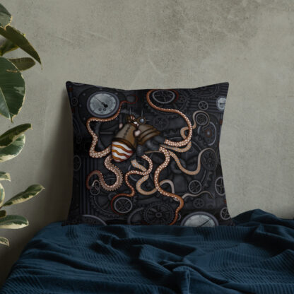 CAVIS Steampunk Octopus Gears Throw Pillow - Lifestyle 1 - 22x22 - Front