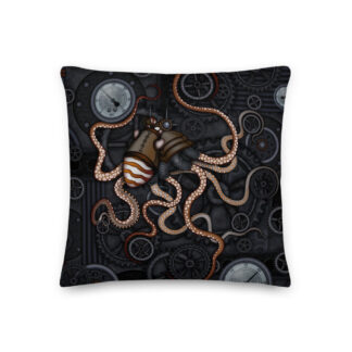 CAVIS Steampunk Octopus Gears Throw Pillow - Front