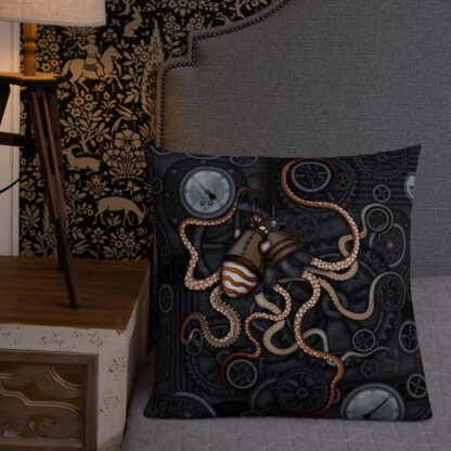 CAVIS Steampunk Octopus Gears Throw Pillow - Lifestyle 4 - 22x22 - Front