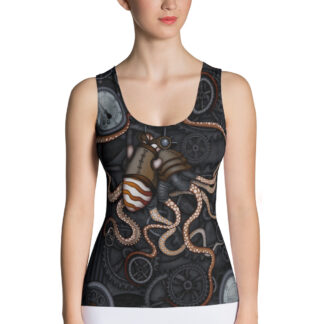 CAVIS Steampunk Octopus Fitted Tank Top - Front