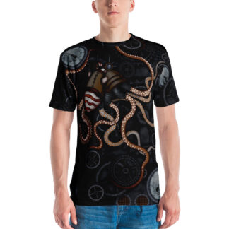 CAVIS Steampunk Octopus Gears T-Shirt - Men's - Model - Front