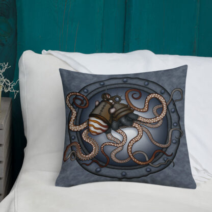 CAVIS Steampunk Octopus Pillow 18x18 - Lifestyle 1 - Front