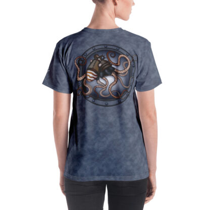 CAVIS Steampunk Octopus V-Neck T-Shirt - Women's - Model - Back