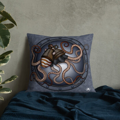 CAVIS Steampunk Octopus Pillow - 22x22 - Lifestyle 1 - Back