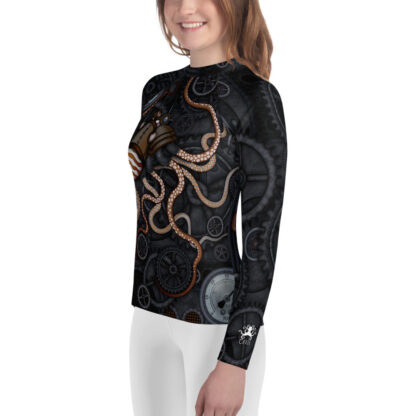 CAVIS Steampunk Octopus Gears Rash Guard Swim Shirt - Youth - Left