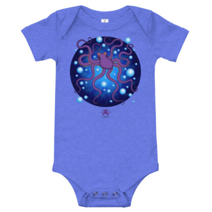 CAVIS Purple Octopus Bubbles Baby Bodysuit Onesie - Blue
