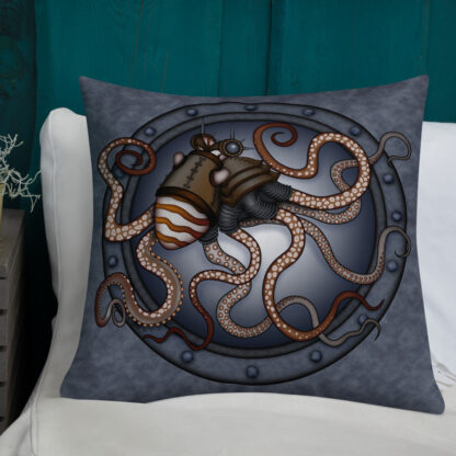 CAVIS Steampunk Octopus Pillow - 22x22 - Lifestyle 2 - Front