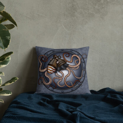 CAVIS Steampunk Octopus Pillow 18x18 - Lifestyle 5 - Back