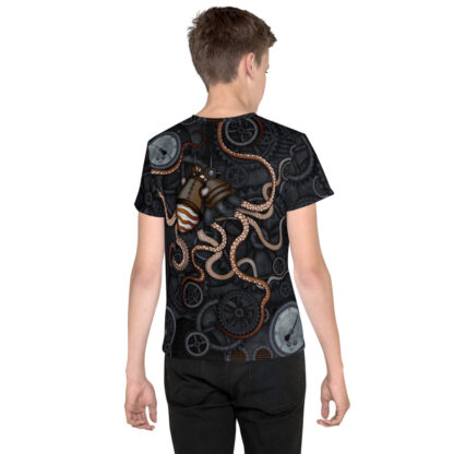 CAVIS Steampunk Octopus Gears Shirt - Youth - Back