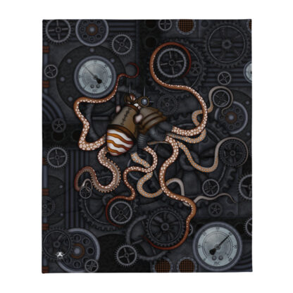 CAVIS Steampunk Octopus Gears Throw Blanket - Open