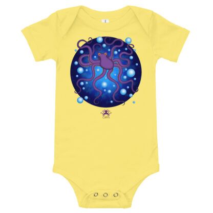 CAVIS Purple Octopus Bubbles Baby Bodysuit Onesie - Yellow