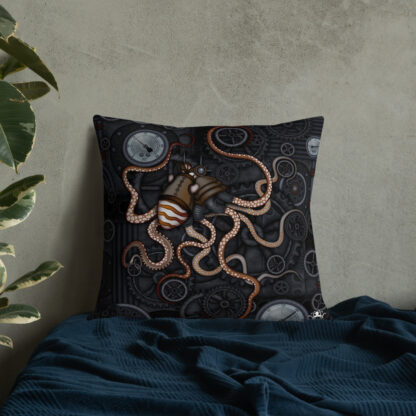 CAVIS Steampunk Octopus Gears Throw Pillow - Lifestyle 1 - 22x22 - Back