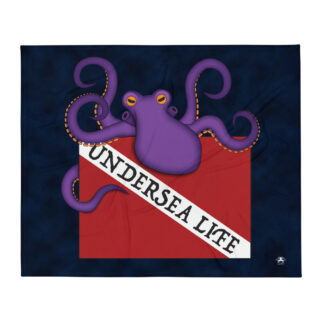 CAVIS Dive Flag Purple Octopus Soft Throw Blanket - Undersea Life