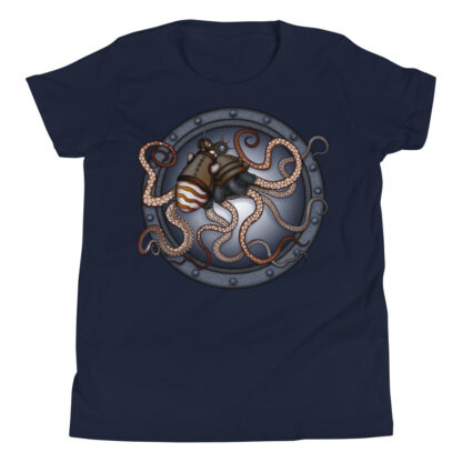 CAVIS Steampunk Octopus Youth T-Shirt - Navy Blue