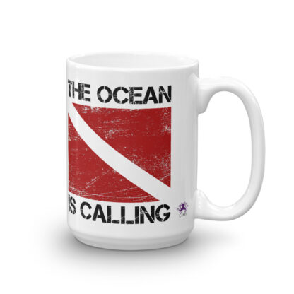 CAVIS Dive Flag Mug -15 oz. - The Ocean is Calling - Right