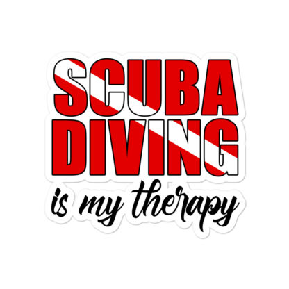 CAVIS Scuba Dive Flag Sticker, Scuba Diving is My Therapy Vinyl Decal - 4 inch