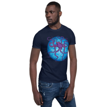 CAVIS Purple Octopus Unisex T-Shirt - Navy Blue - Lifestyle Right