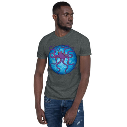 CAVIS Purple Octopus Unisex T-Shirt - Slight Gray - Lifestyle Front