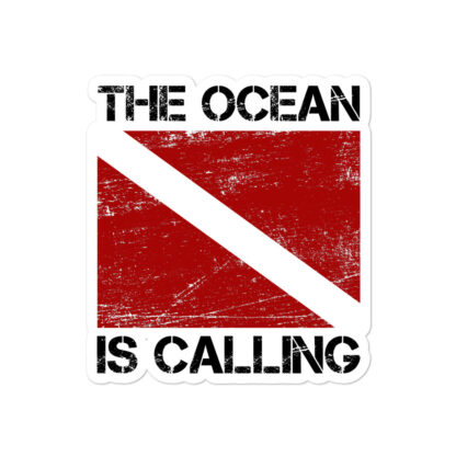 CAVIS Scuba Dive Flag Sticker, The Ocean is Calling Vinyl Decal - 4 inch