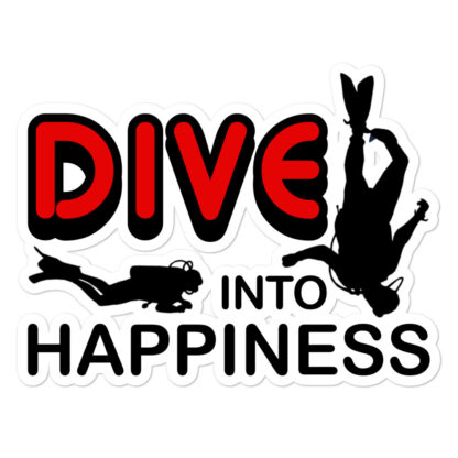 CAVIS Scuba Diver Silhouette Sticker, Scuba Dive Into Happiness Vinyl Decal - 5.5 inch