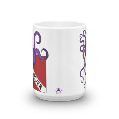 CAVIS Purple Octopus Scuba Dive Flag Mug, Rescue Diver Coffee Cup - 15 oz. - Side