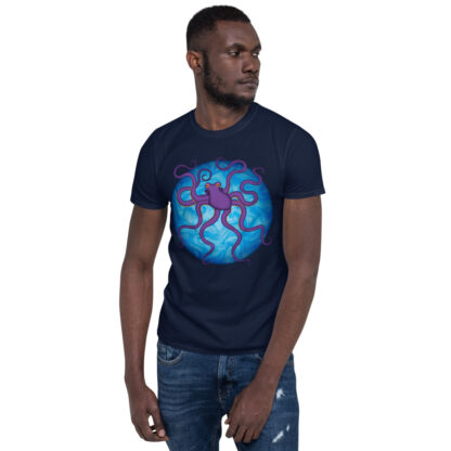 CAVIS Purple Octopus Unisex T-Shirt - Navy Blue - Lifestyle Front