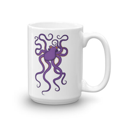 CAVIS Purple Octopus Scuba Dive Flag Mug, Rescue Diver Coffee Cup - 15 oz. - Right