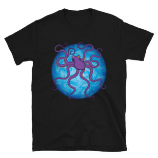 CAVIS Purple Octopus Unisex T-Shirt - Black
