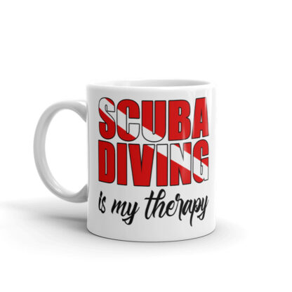 CAVIS Scuba Diver Mug - Scuba Diving is My Therapy 11 oz. - Left