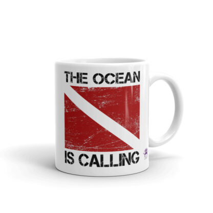 CAVIS Dive Flag Mug -11 oz. - The Ocean is Calling - Right