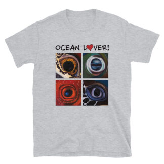 CAVIS Aquatic Eyes T-Shirt - Ocean Lover Shirt - Light Gray