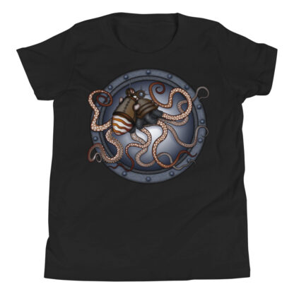 CAVIS Steampunk Octopus Youth T-Shirt - Black